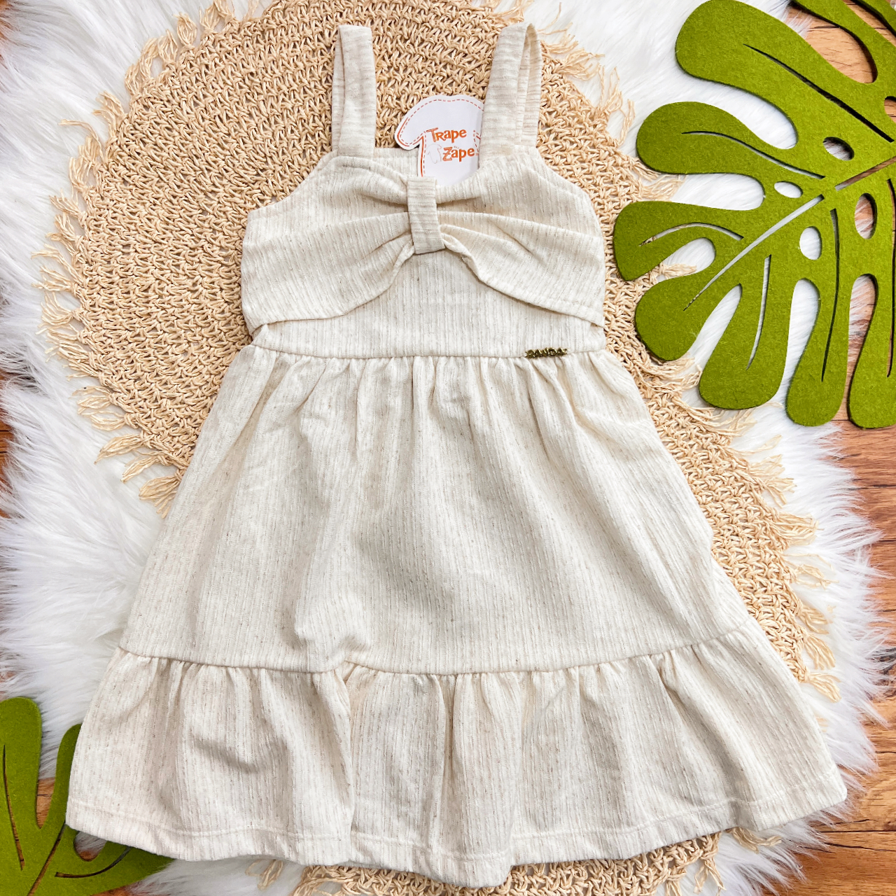 Vestido em Linho de Alcinha - Areia